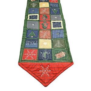 Quilted Holiday Table Runner - 35" snowman snowflake